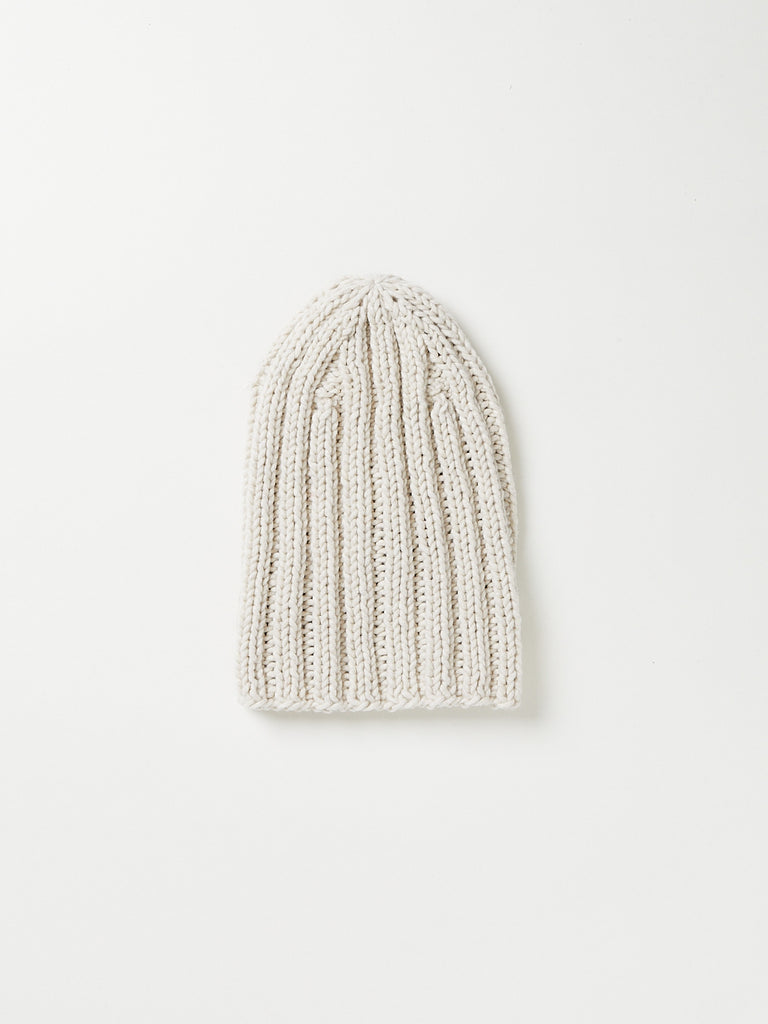 Auralee - Wool Cashmere Felted Hand Knit Cap in Ivory