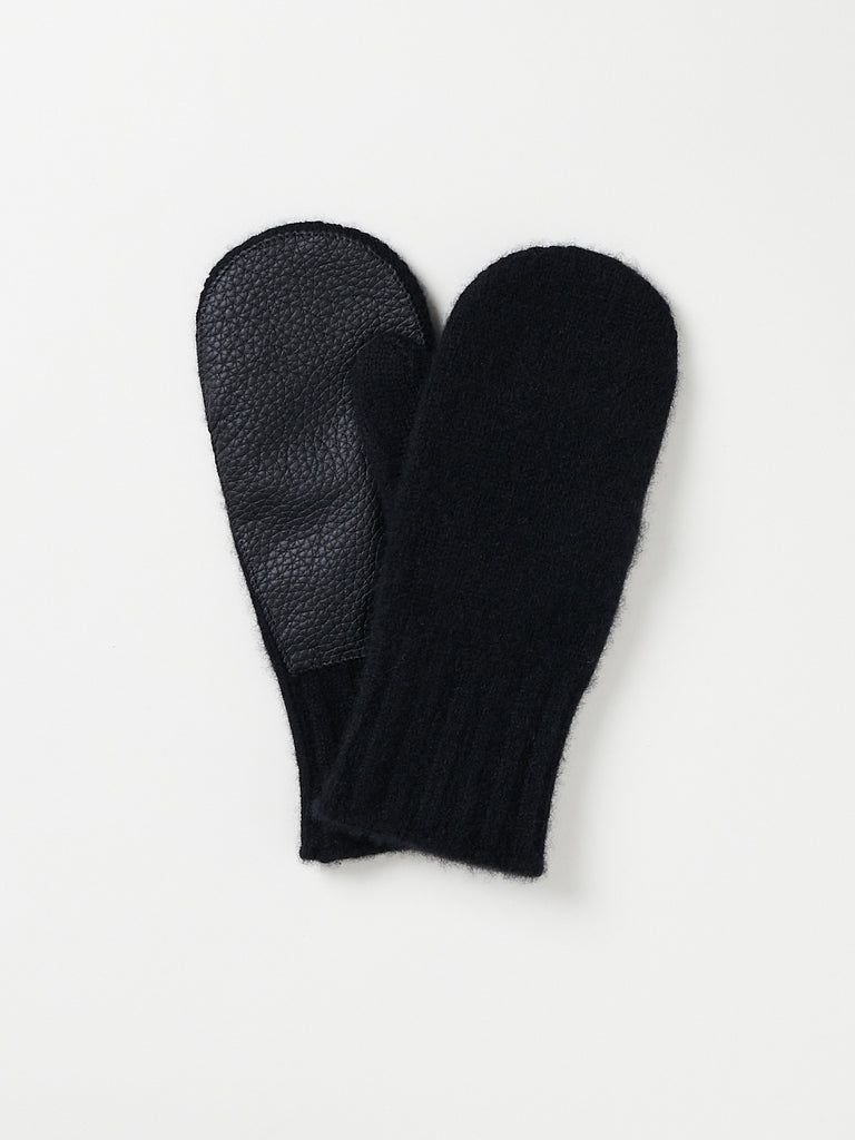 Men's Baby Cashmere Knit Mittens in Top Black