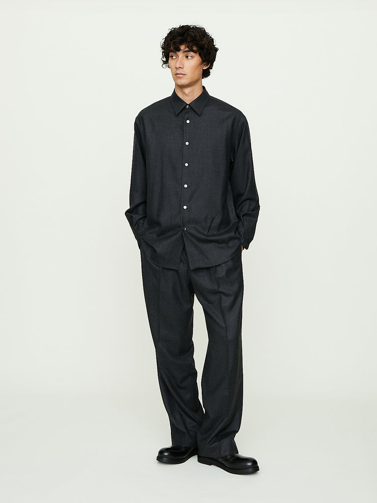 Auralee - Super Light Wool Two-Tuck Slacks in Top Charcoal