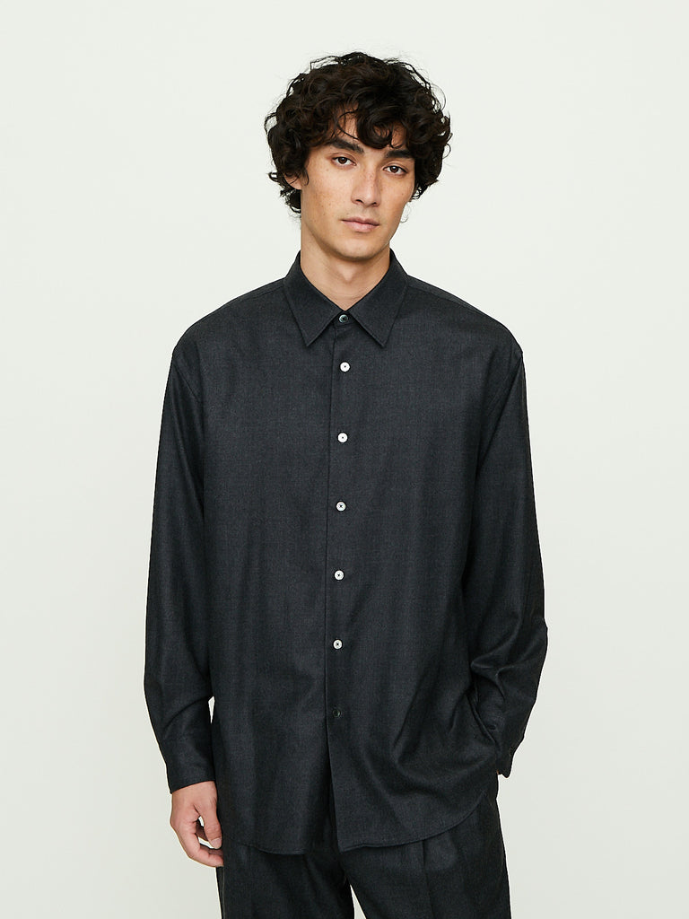 Auralee - Super Light Wool Shirt in Top Charcoal