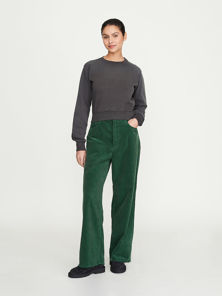 Auralee - Pigment Dyed Finx Corduroy Wide 5P Pants in Forest Green
