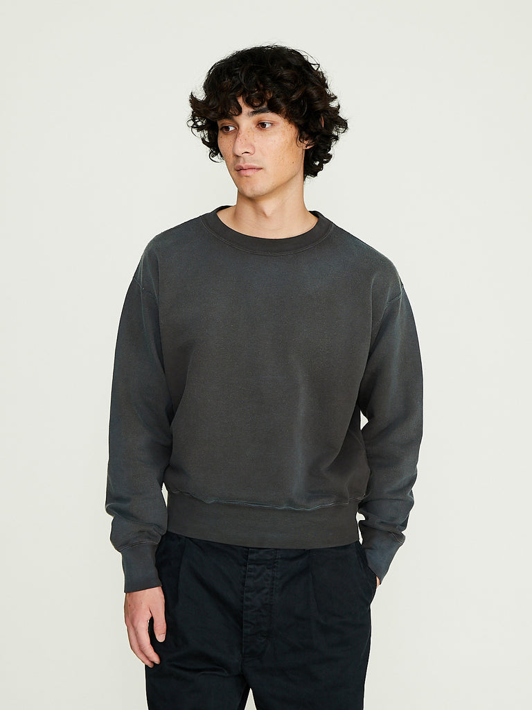 Auralee - Men's Product Dyed Pima Light Sweat P/O in Ink Black