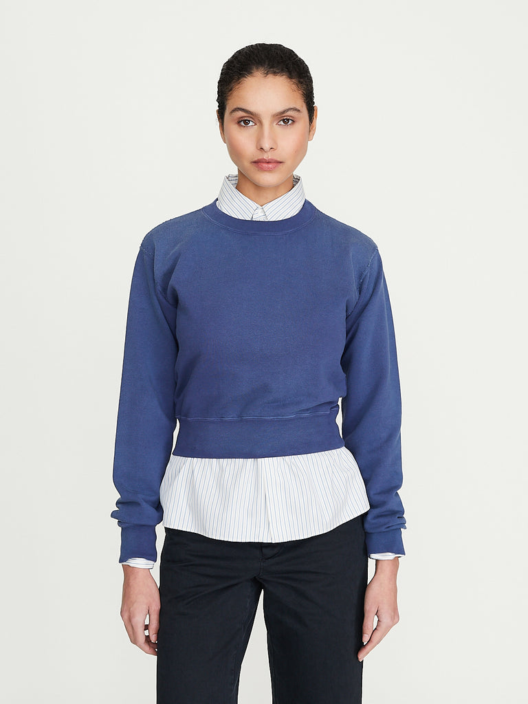 Auralee - Women's Product Dyed Pima Light Sweat P/O in Light Navy