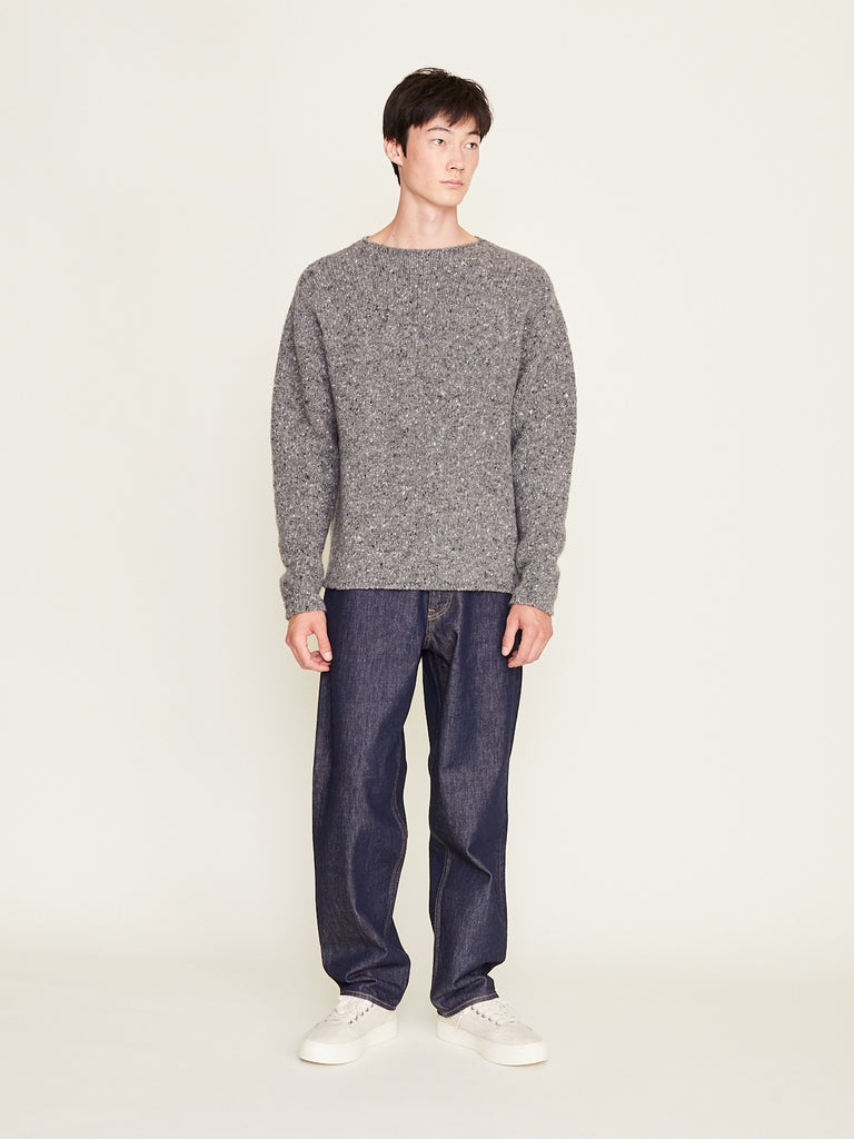Auralee - Low-Gauge Homespun Tweed Knit Pullover in Top Charcoal