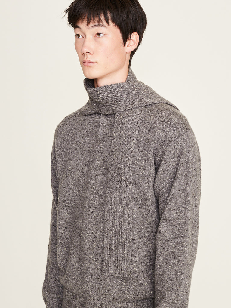 Auralee - Cashmere Nep Knit Stole in Mix Gray