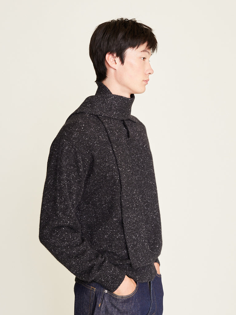 Auralee - Cashmere Nep Knit Stole in Mix Black