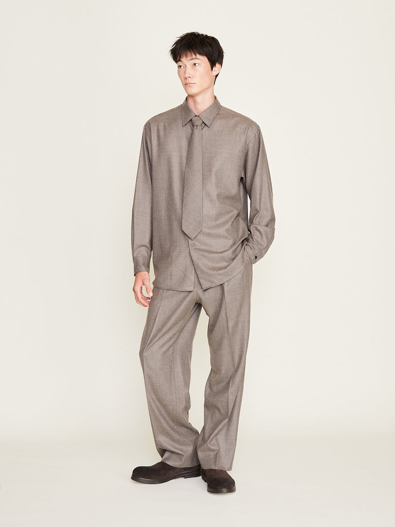 Auralee - Super Light Wool Two-Tuck Slacks in Top Brown