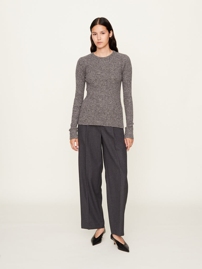 Cashmere Nep Knit Pullover in Mix Gray