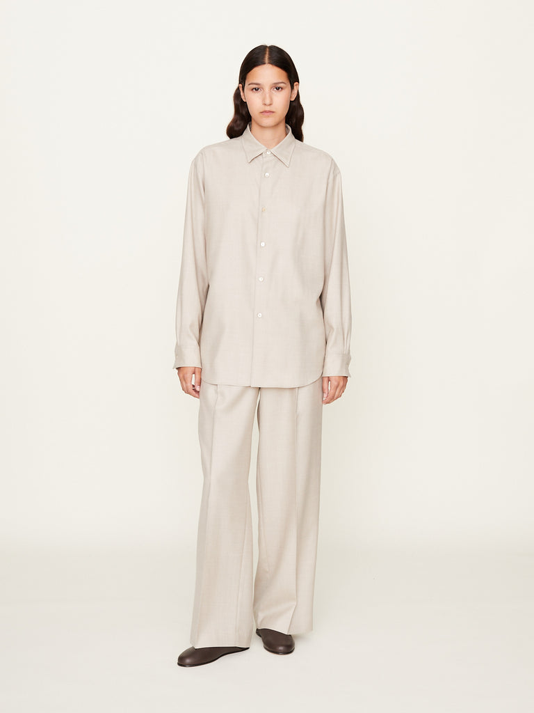Auralee - Super Light Wool Two-Tuck Slacks in Top Beige