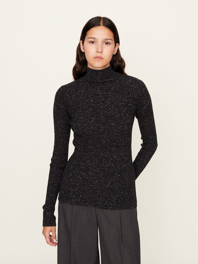 Auralee - Cashmere Nep Knit Turtle in Mix Black