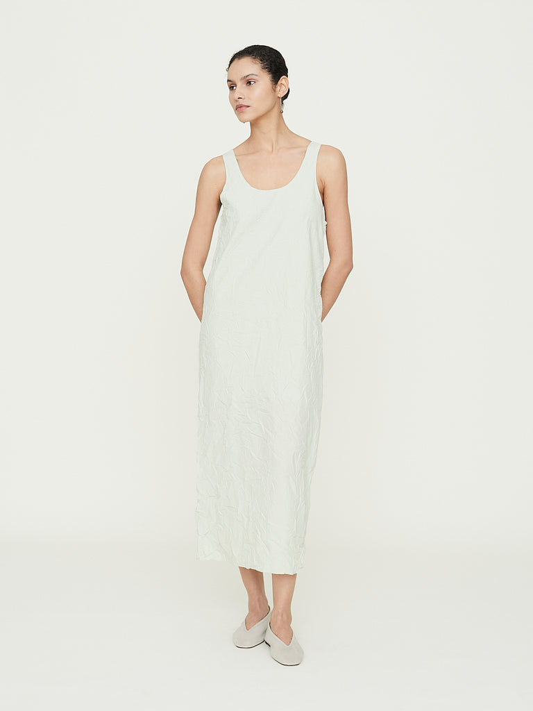 Auralee Wrinkled Washed Finx Twill Dress in Light Green