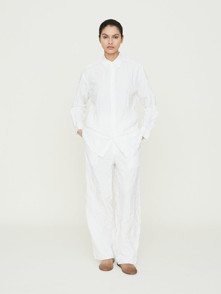 Auralee Wrinkled Washed Finx Twill Pants in White