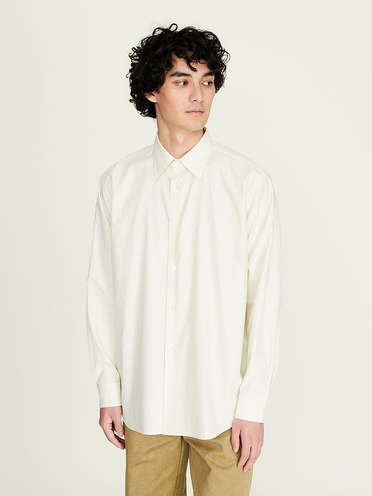 Auralee - Men's Washed Finx Twill Shirt in Vanilla