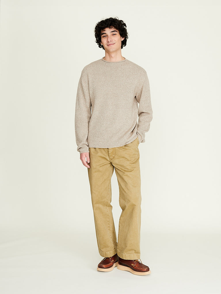 Auralee - Men's Cashmere Silk Melange Knit P/O in Mix Beige