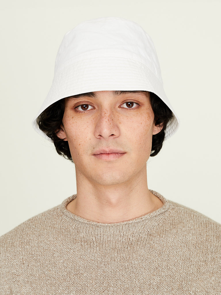 Auralee - Men's Garment-Dyed Finx Chino Bucket Hat Made By Kijima Takayuki in White