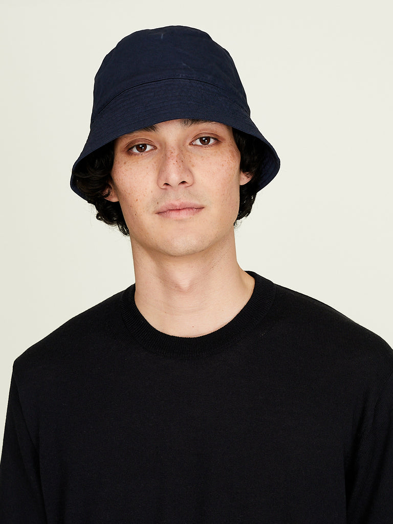 Auralee - Men's Garment-Dyed Finx Chino Bucket Hat Made By Kijima Takayuki in Navy