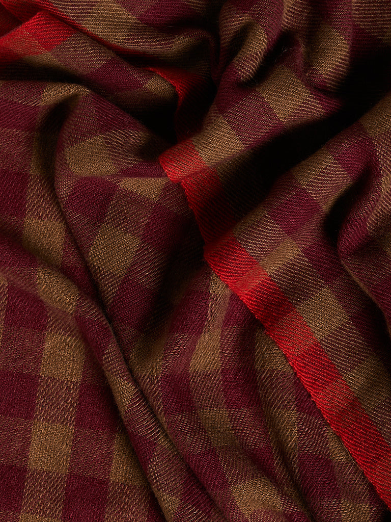 Arts & Science - Bicolorcheck Shawl M in Bordeaux