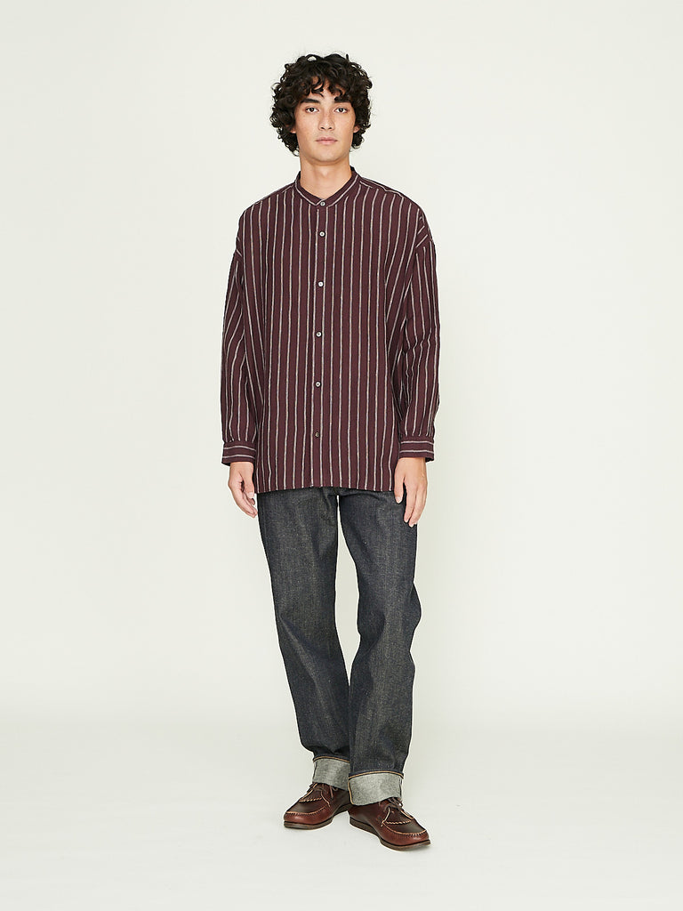 Arts & Science - Band Collar Simple Shirt in Burgundy