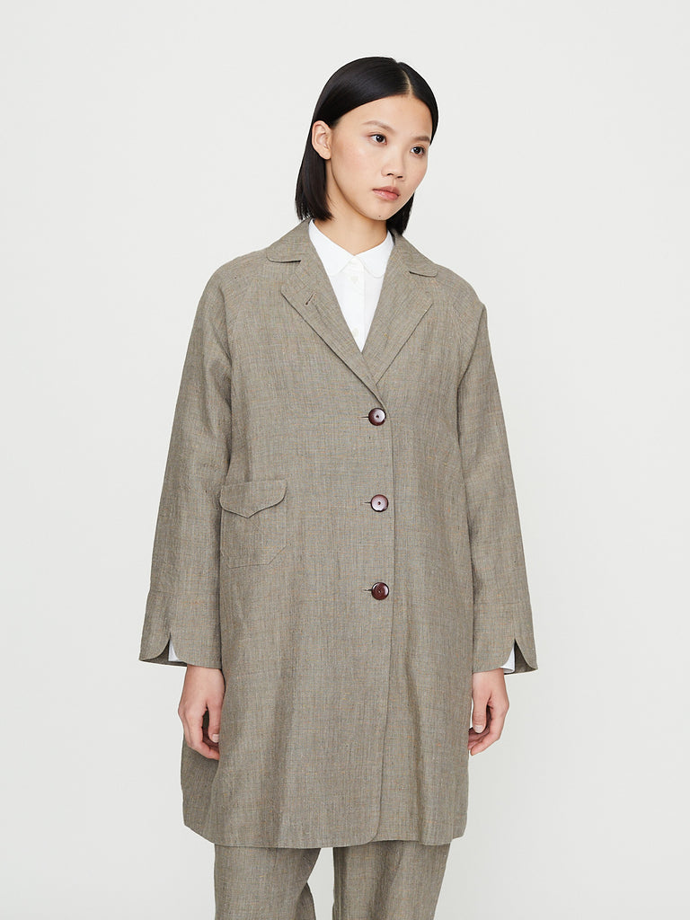 Arts & Science - Single Patch Pocket Raglan Coat in Mix Green