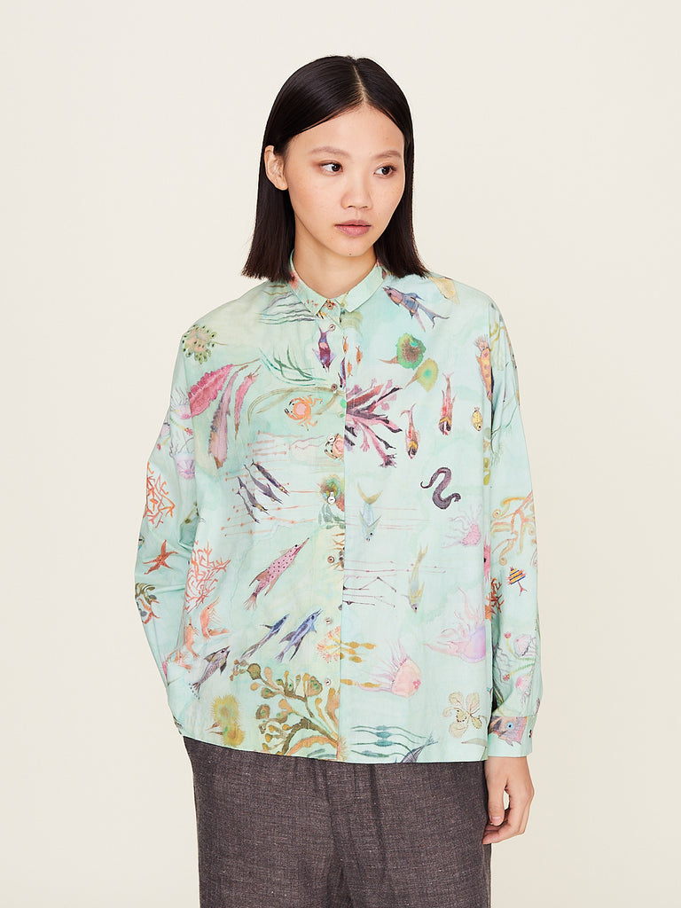 Arts & Science - Granny Line Box Shirt in Light Blue Green