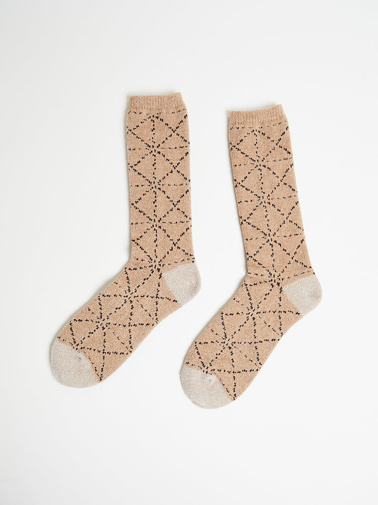 Kapital - 84 Yarns Mole Yarn Sashiko Socks in Beige