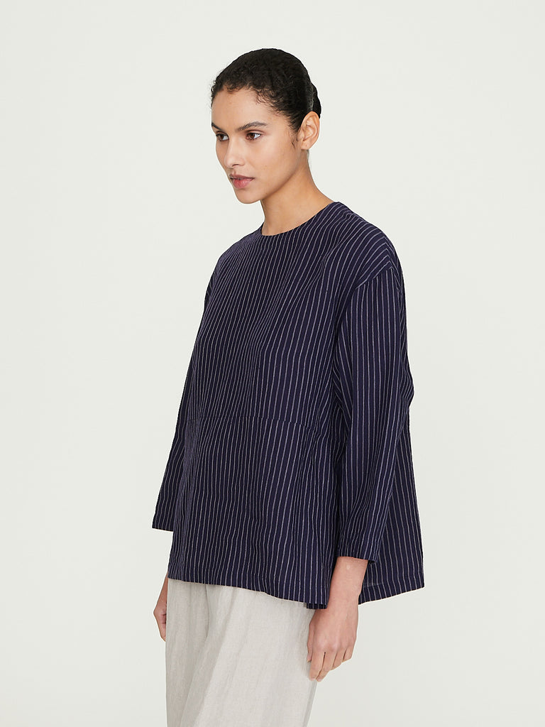Arts & Science Side Tuck Peplum Blouse 2 in Purplish Navy