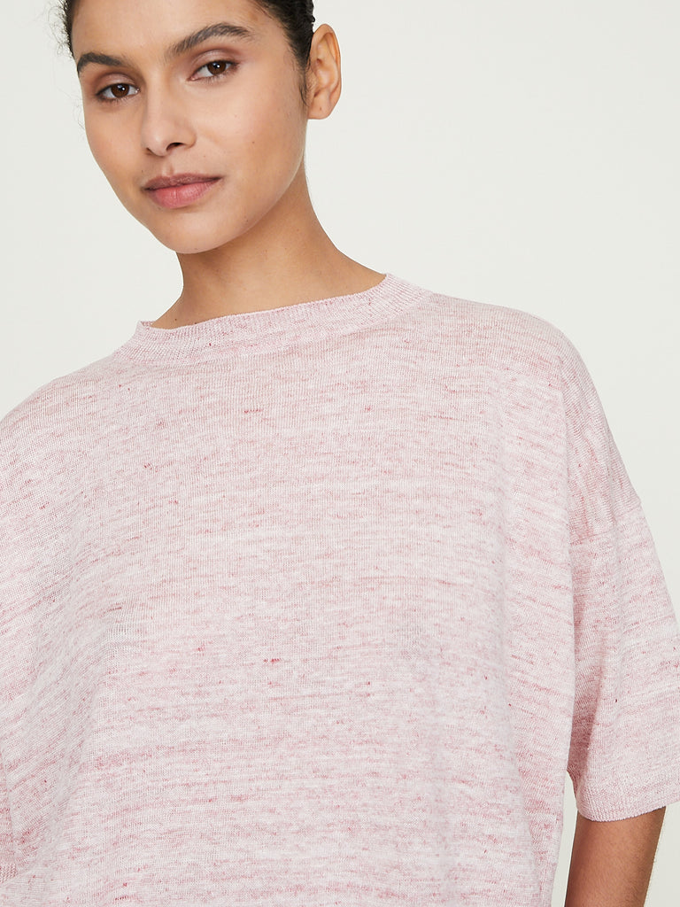 Arts & Science Side Panel Sweater Short Sleeve in Pale Pink