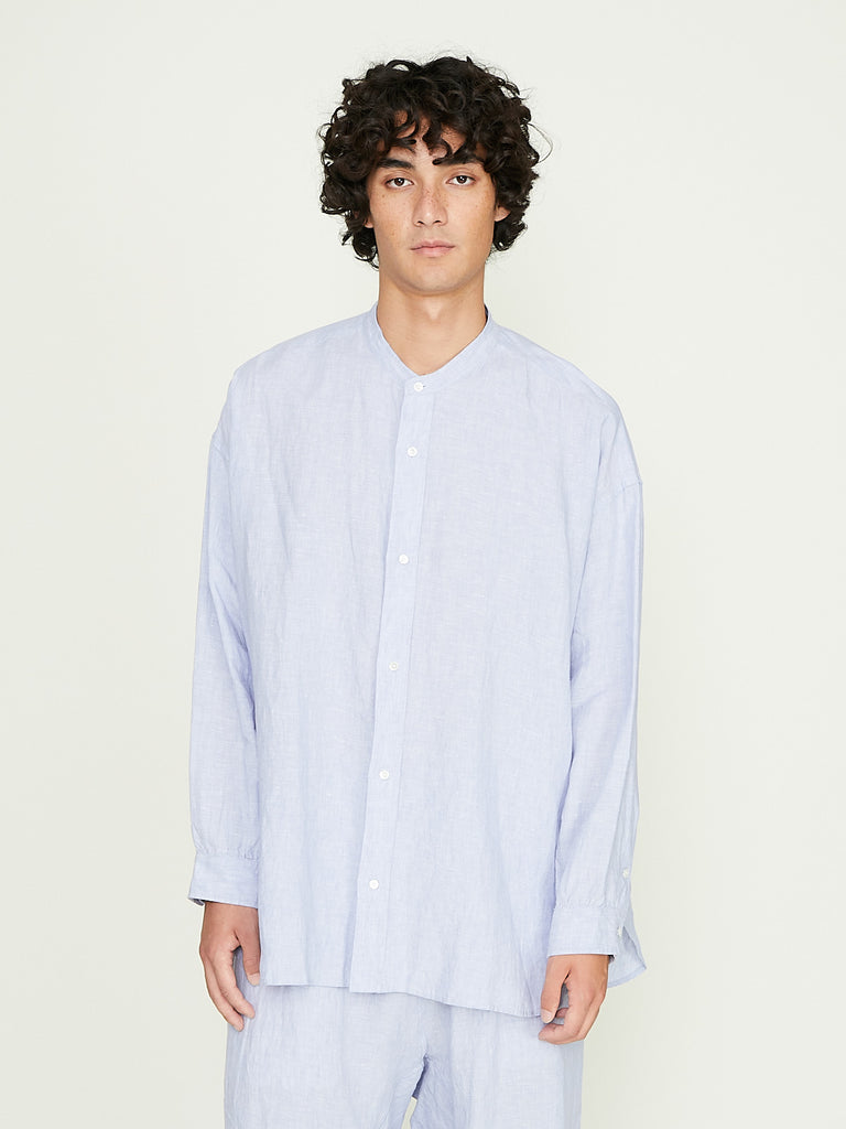 Arts & Science - Band Collar Simple Shirt in Saxe Blue