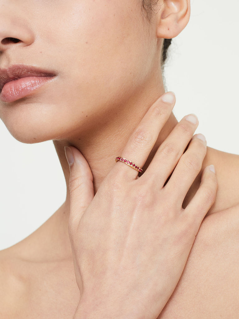 Alice Waese Red Atlas Band in 18k Yellow Gold with Rubies