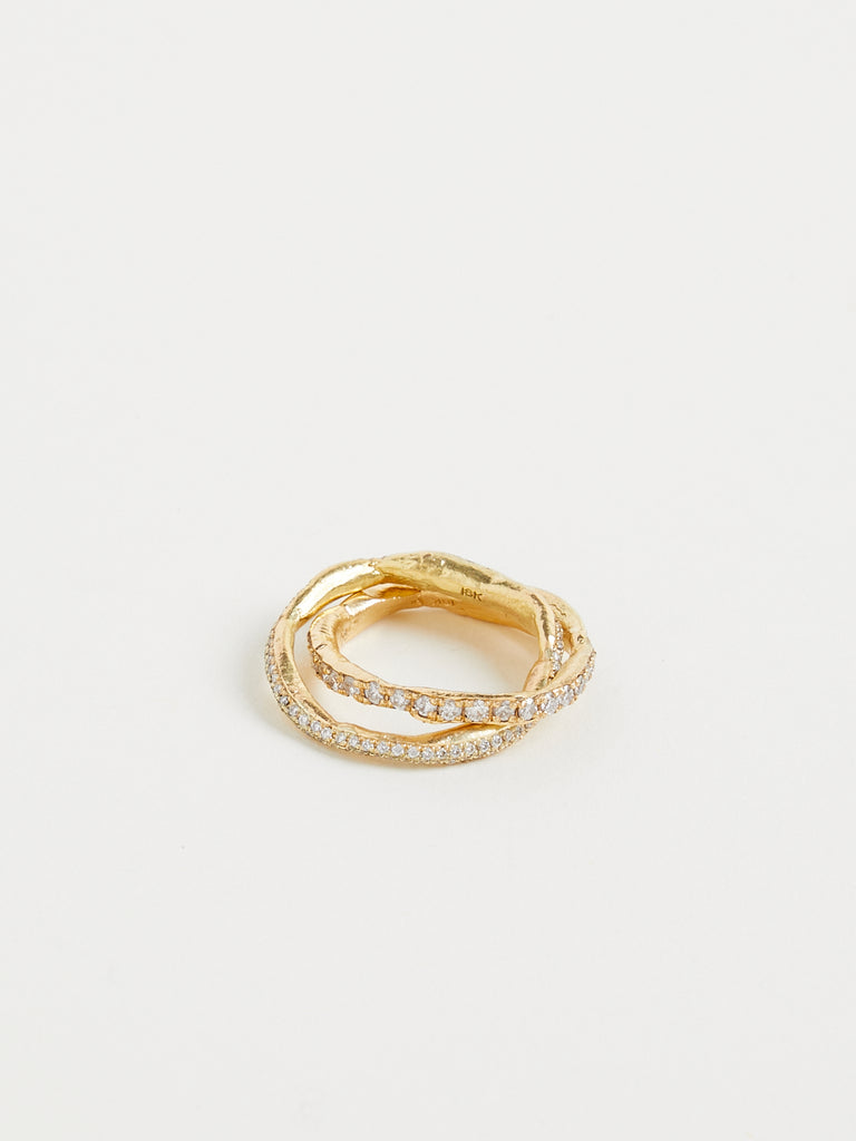Alice Waese Linked Ring in 18k Yellow Gold with White Diamonds