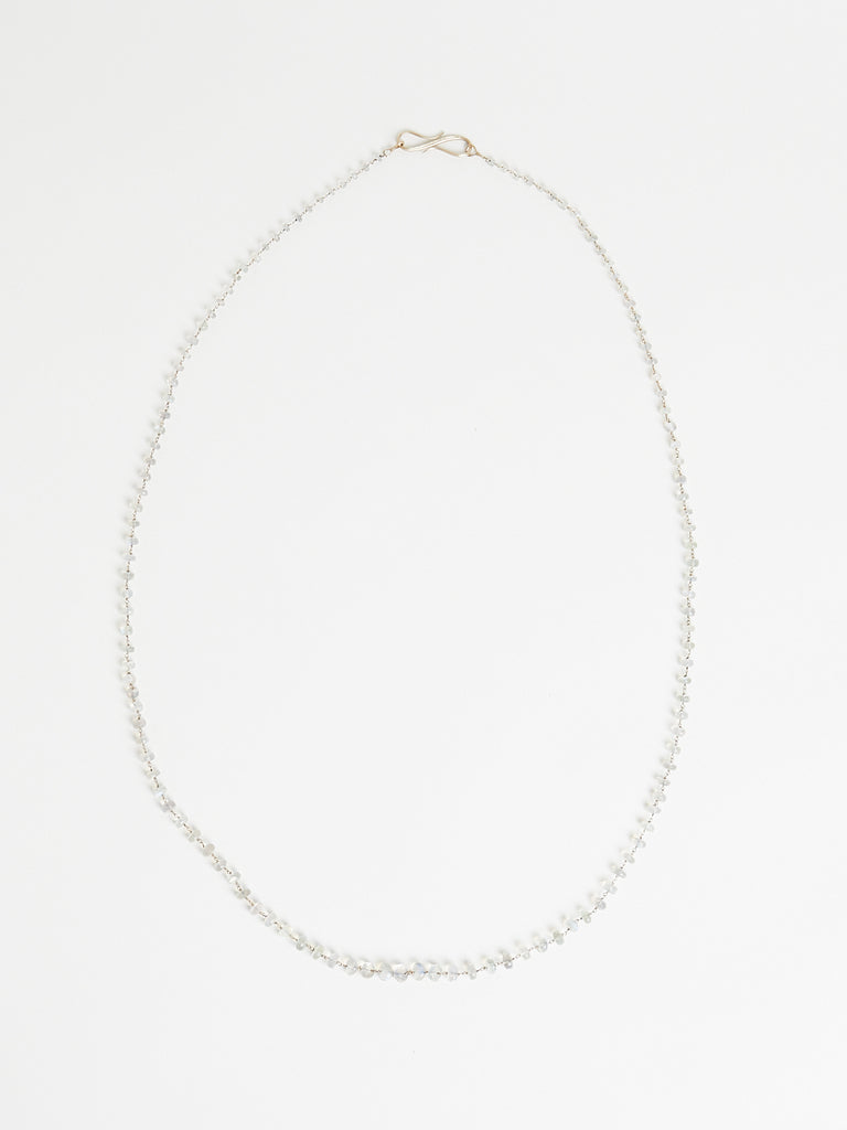 Anaconda Rosary S Media Necklace in 19k/18k White Gold with 122.15ct Grey Moonstone