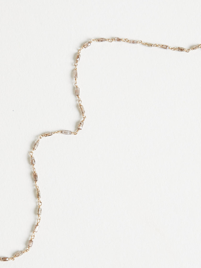 Anaconda Rosary S Micro Necklace with 3.5ct Cube Champagne Diamonds on 18k White & Rose Gold