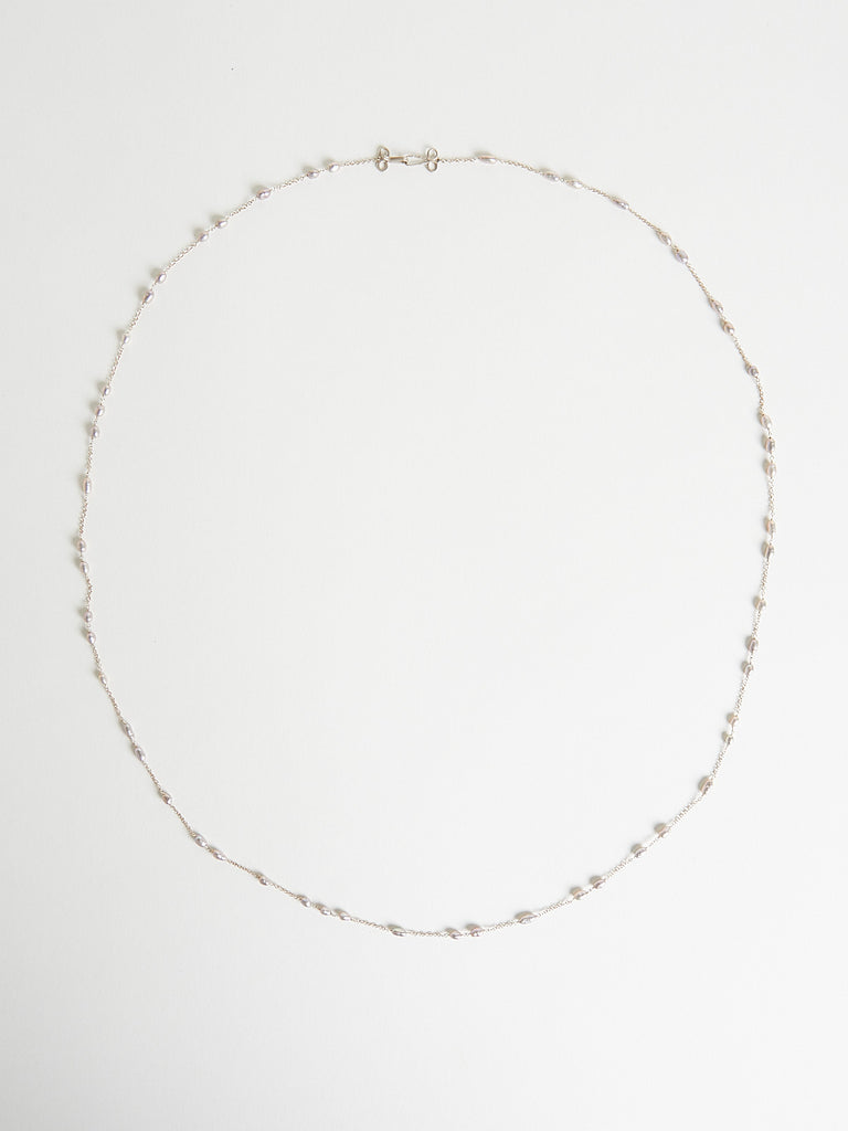 Anaconda Long Big Glitter Necklace with 19.35ct Grey Biwa Pearls on 18k/19k White Gold