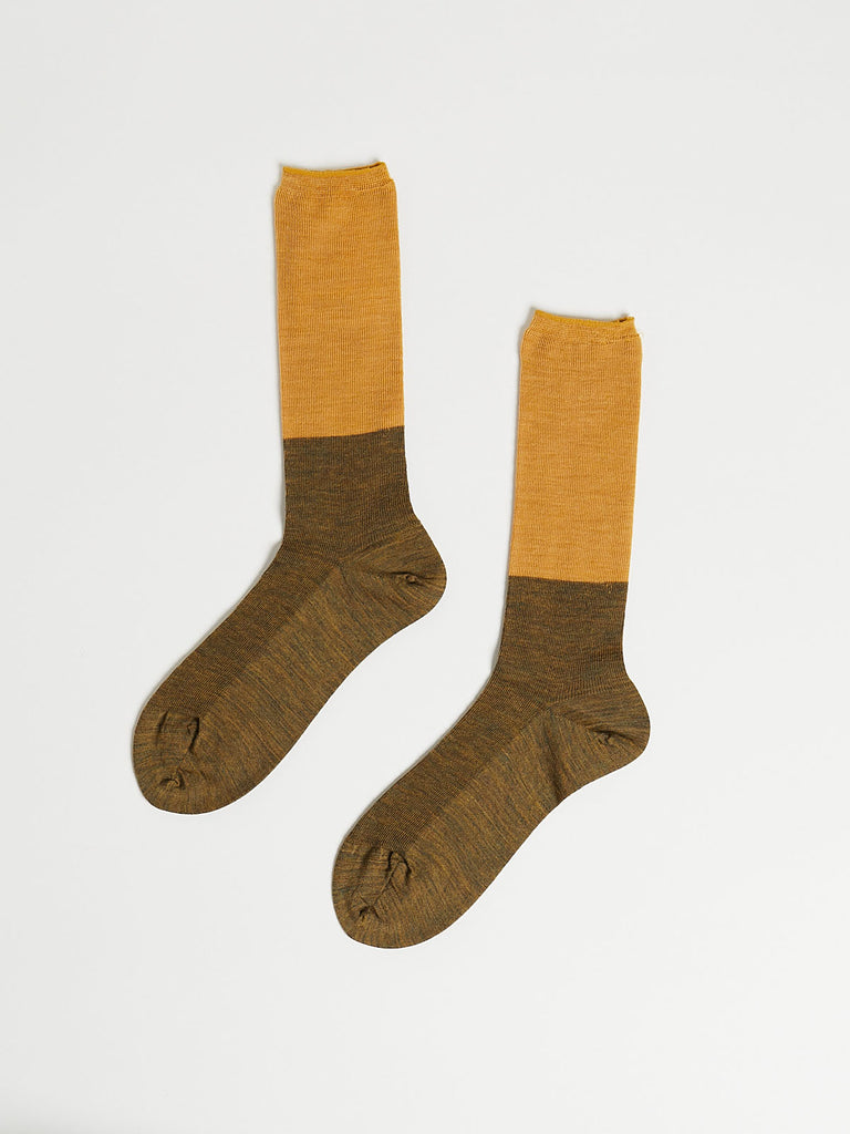 Antipast Two Tone Rib Socks in Khaki