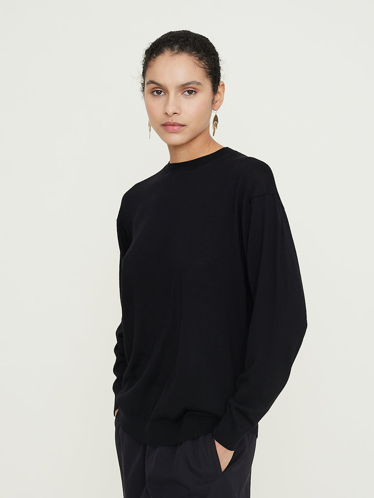 Arts & Science Loose Fit Crew Sweater in Black