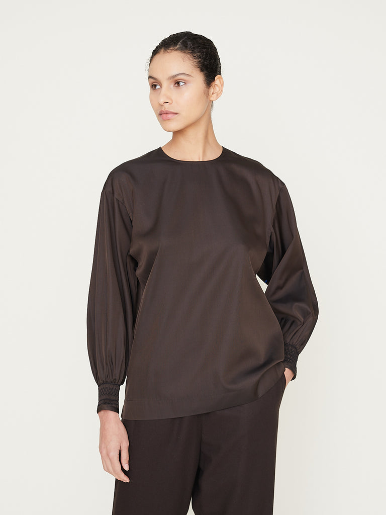 Arts & Science Smocking Sleeve Blouse in Brown