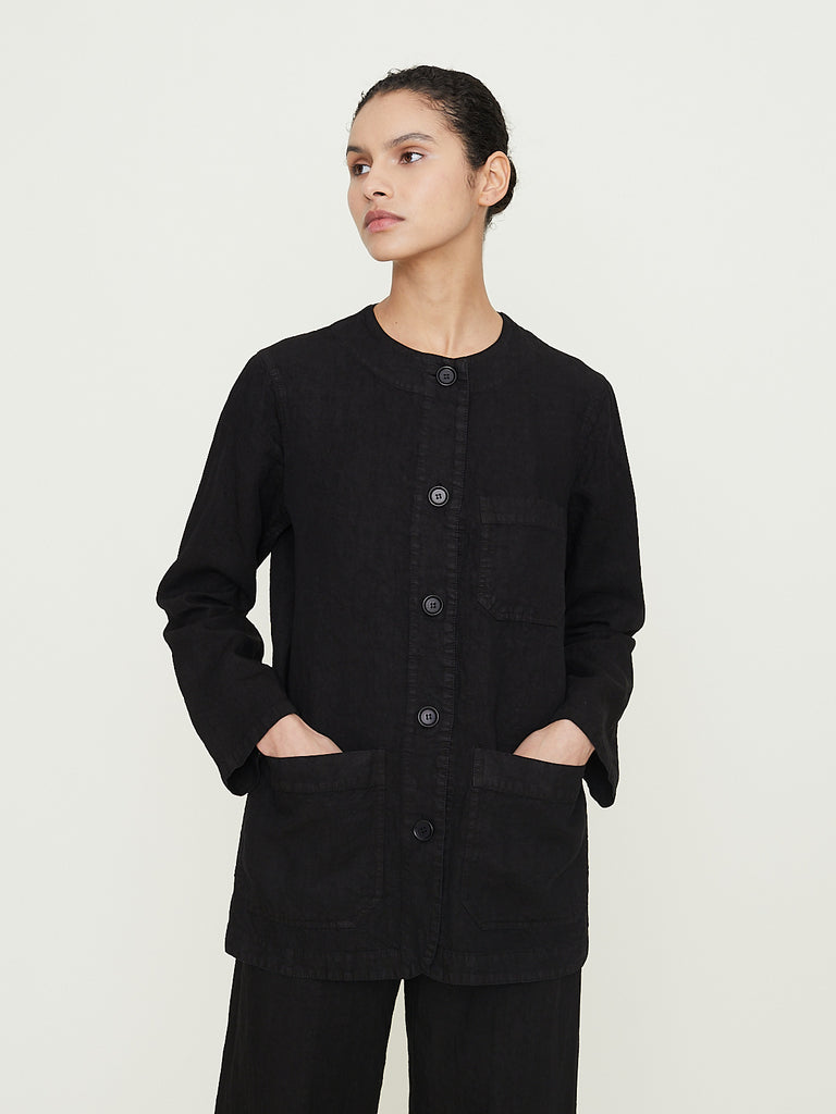 Aspesi Linen Shirt Jacket in Black