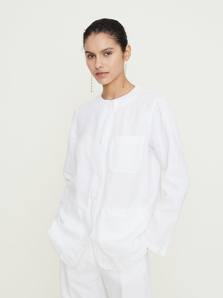 Aspesi Linen Shirt Jacket in White