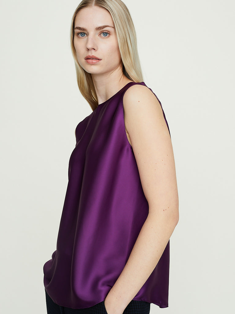 Rabih Kayrouz Charmeuse Woven Top in Plum