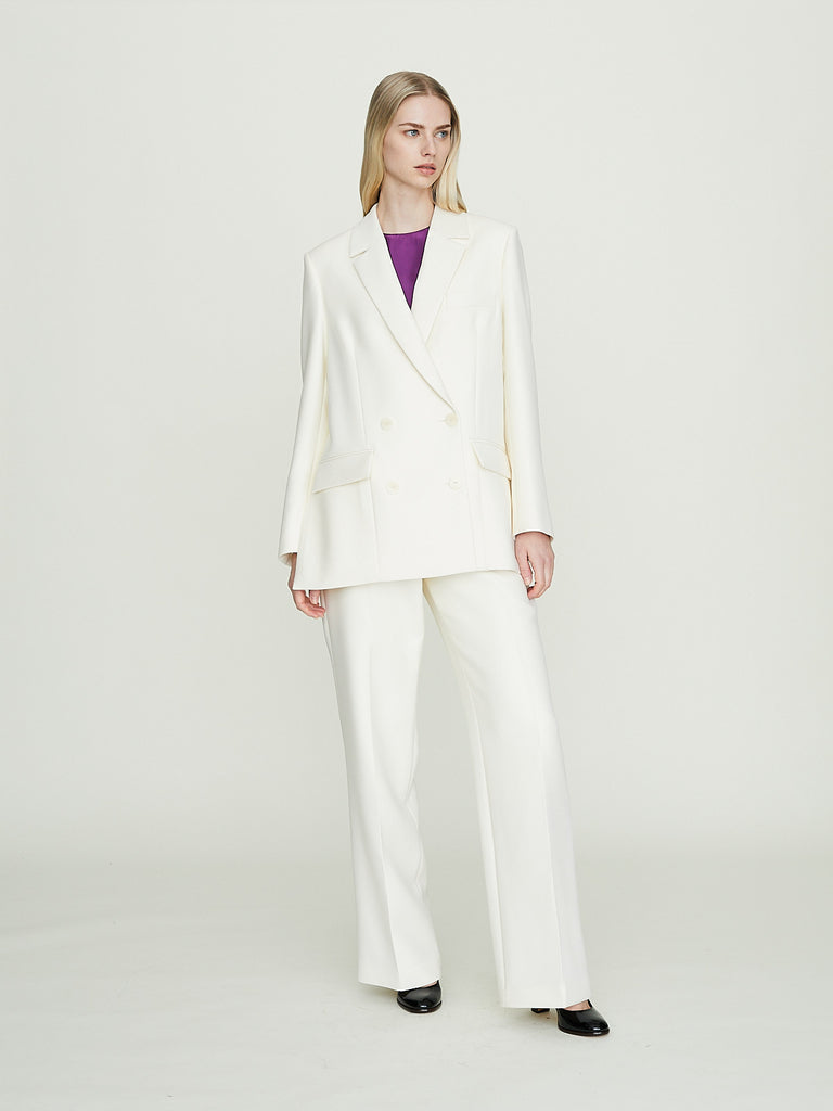 Rabih Kayrouz Double Crepe Woven Pants in Off-White