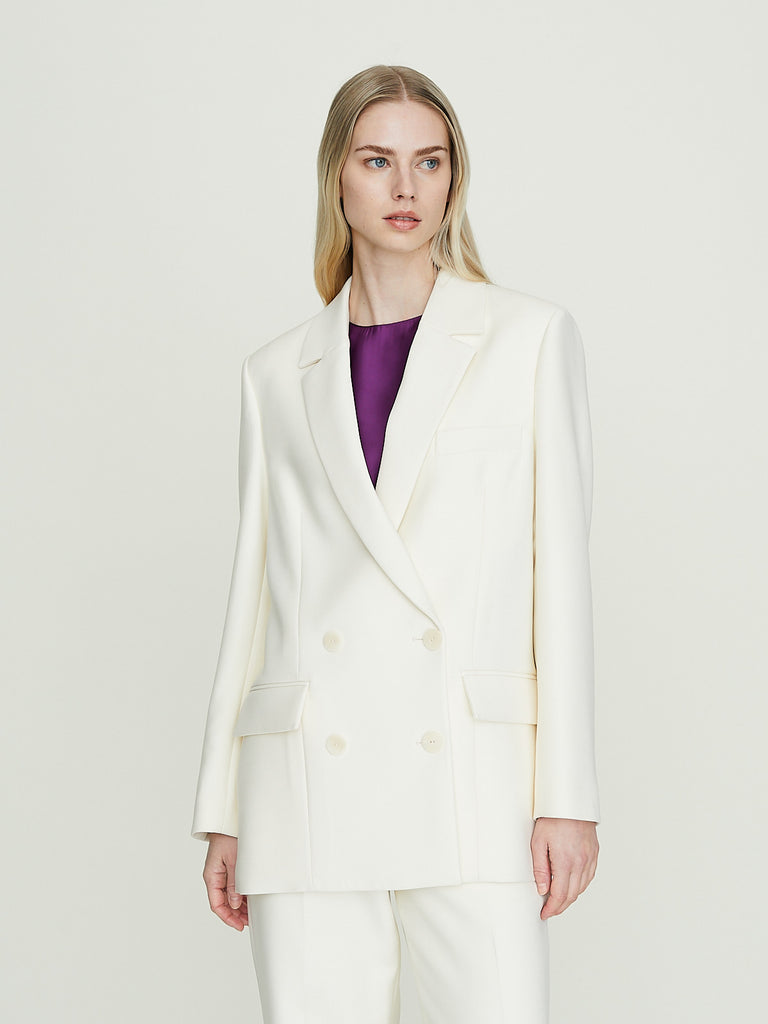 Rabih Kayrouz Double Crepe Woven Jacket in Off-White