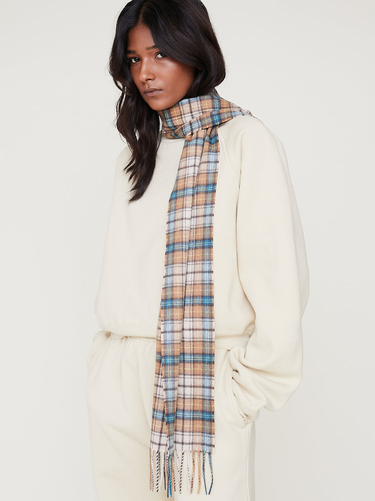 Auralee - Cashmere Check Stole in Brown/Yellow – Mouki Mou