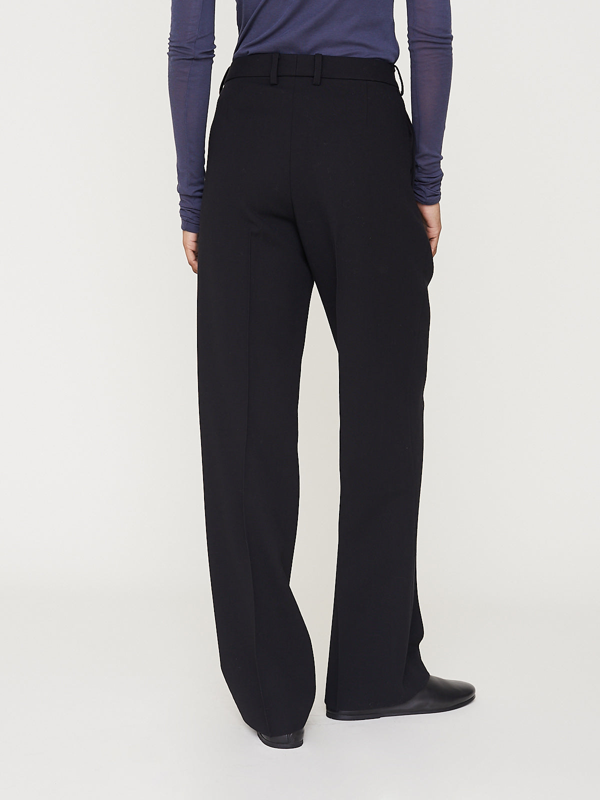 Tense Wool Double Cloth Slacks in Black