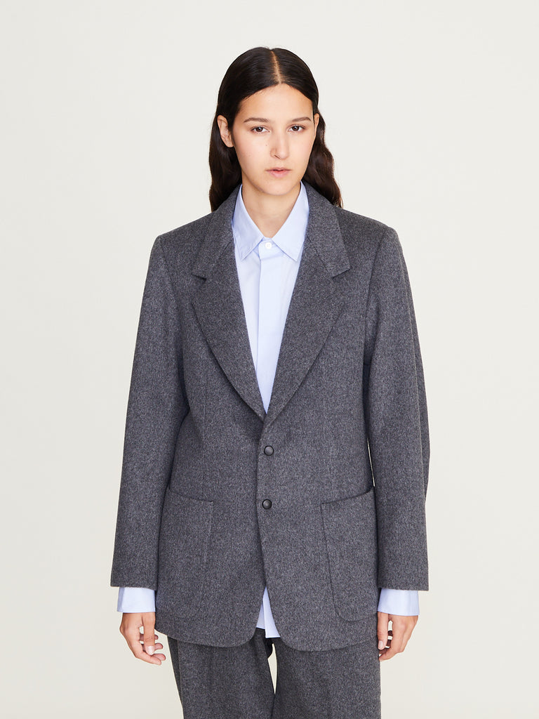 Bare - Blazer Unisex with Leather Press Buttons in Charcoal