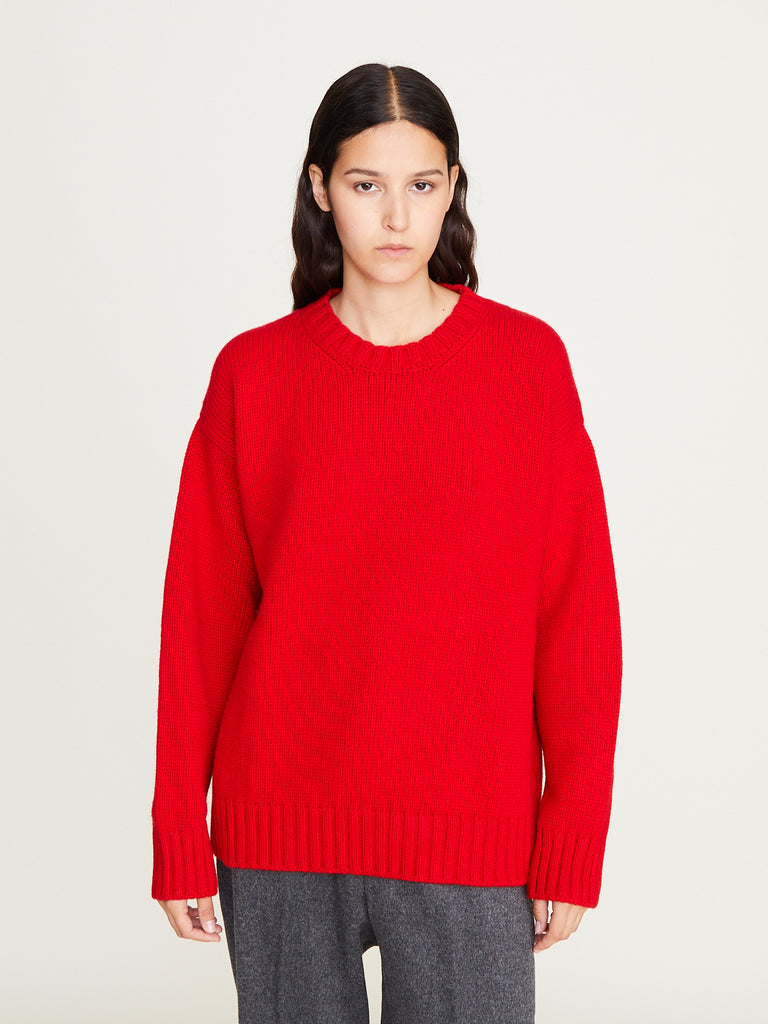 Bare - Chunky Cashmere Crew Neck in Red