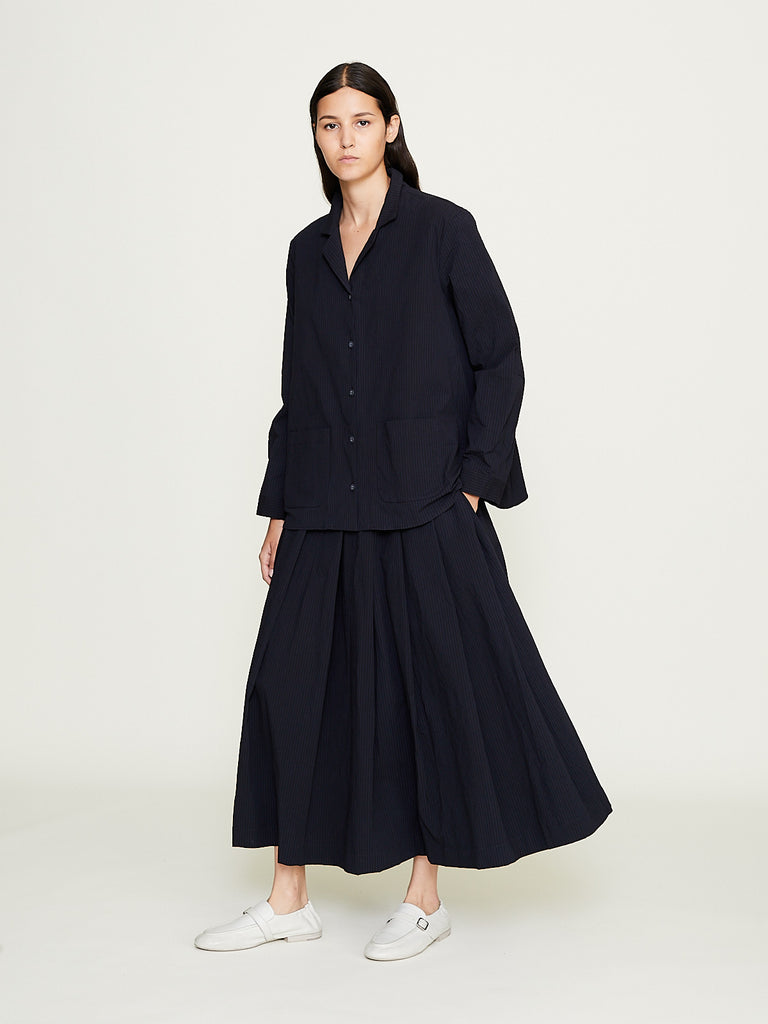 Bergfabel - Matilde Skirt in Black Navy Stripe