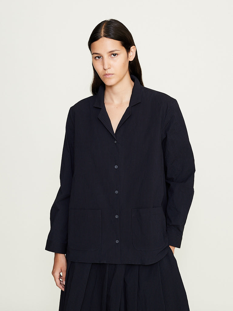Bergfabel - Jenny Shirt in Black Navy Stripe
