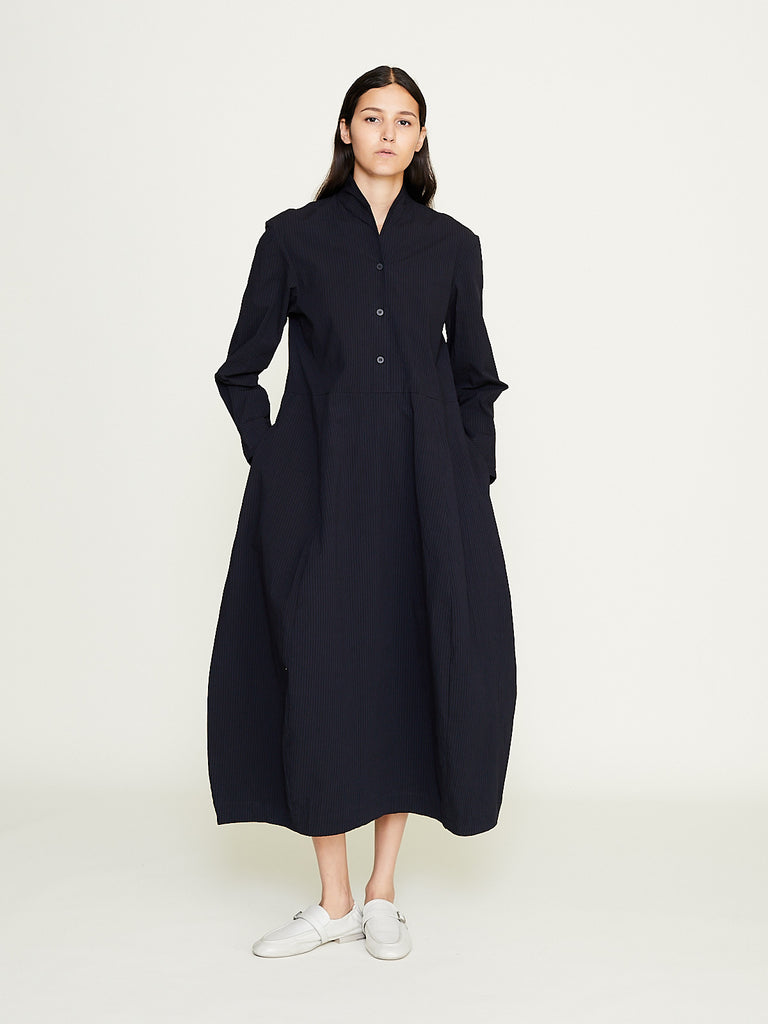 Bergfabel - Letty Dress in Black Navy Stripe