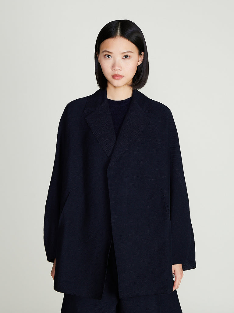 Boboutic - Double Breast Long Jacket in Navy