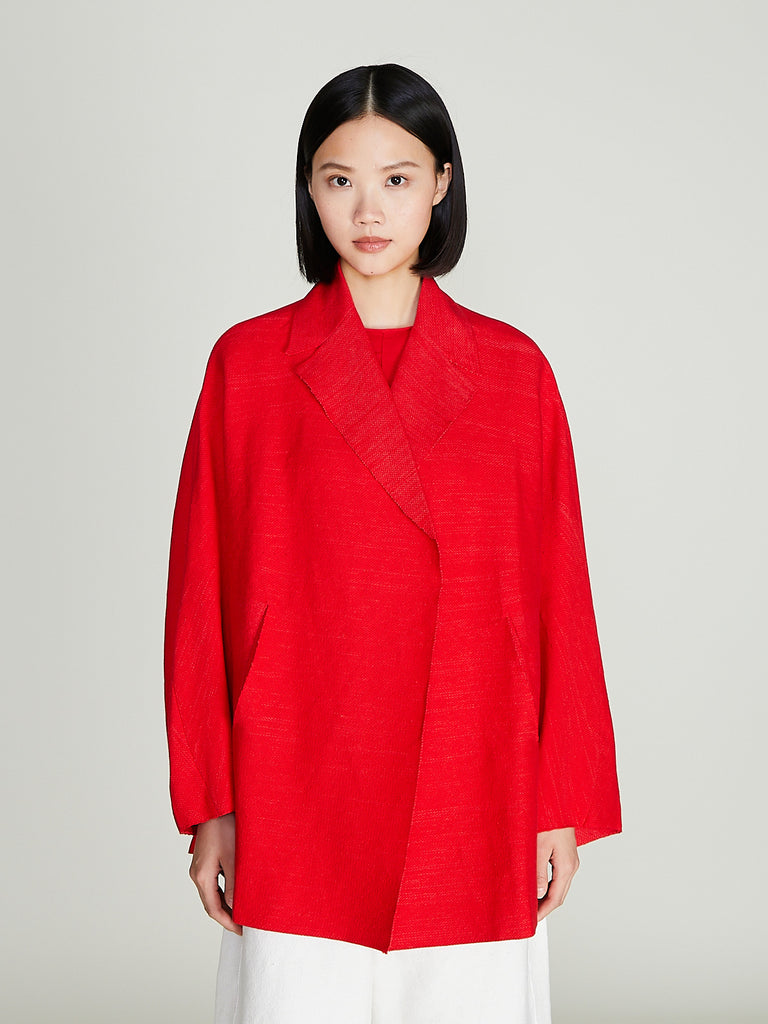 Boboutic - Double Breast Long Jacket in Red